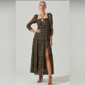 ASTR Maxi black and gold dress size small